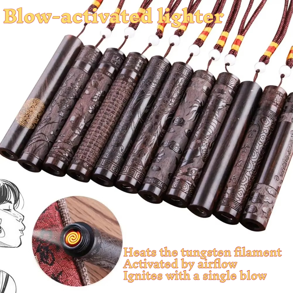 Electronics Gadgets For Gift - Creative Carving Ebony Lighter | Blow-Activated