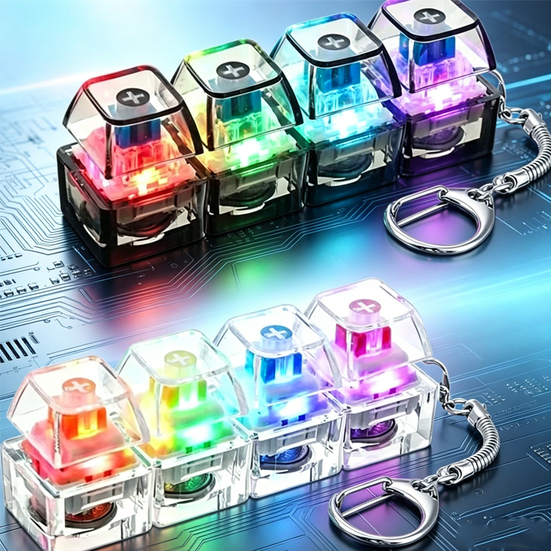 Electronics Gadgets For Kids - LED Keyboard Keychain; Fidget Toy Crystal